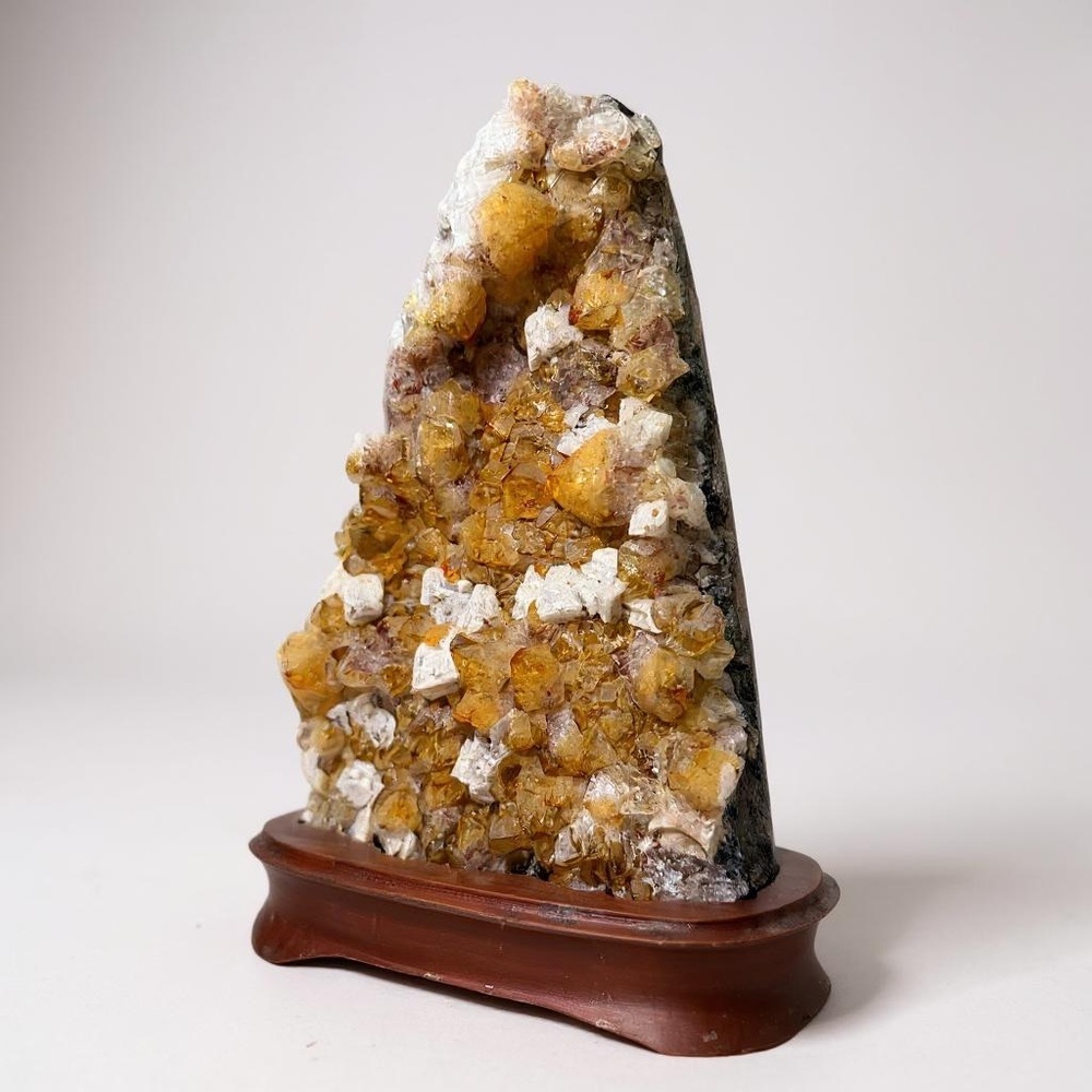 PRICE IS FIRM - Natural Citrine Accent Piece with Custom Wooden Base - Picture 4 of 12